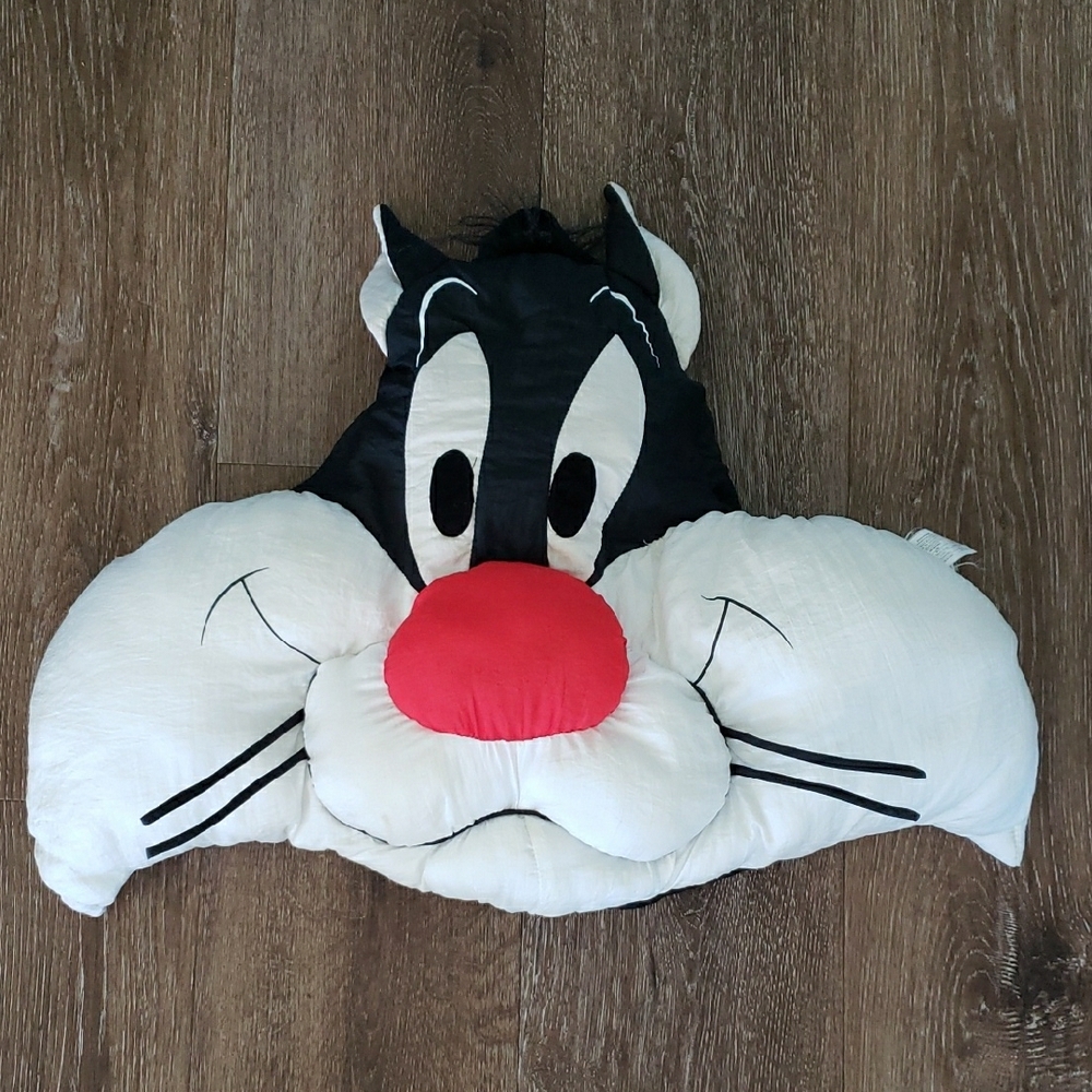 Vintage Looney Tunes Sylvester Plush Pillow - Black White Red 1994 Play By Play
